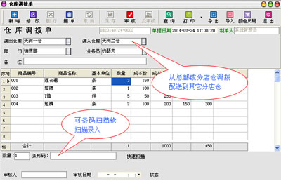 仓库调拨单